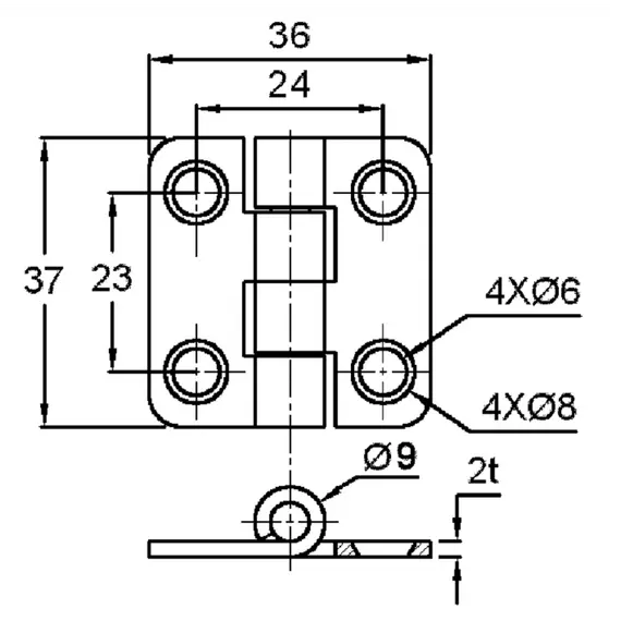S.S. Hinge with cover - 36x37mm, 2 image S.S. Hinge with cover - 36x37mm, 2 image