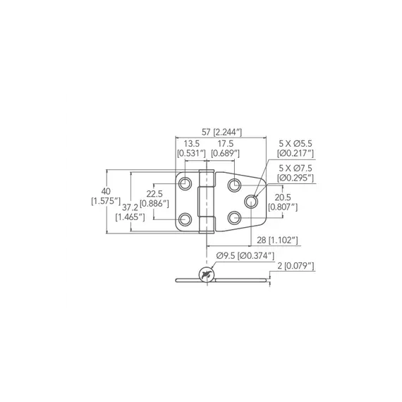 Friction Hinge - 40x57mm, 2 image Friction Hinge - 40x57mm, 2 image