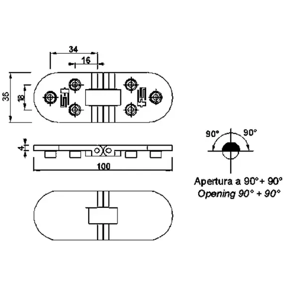 Charnière plate - 100x36mm, 2 image Charnière plate - 100x36mm, 2 image