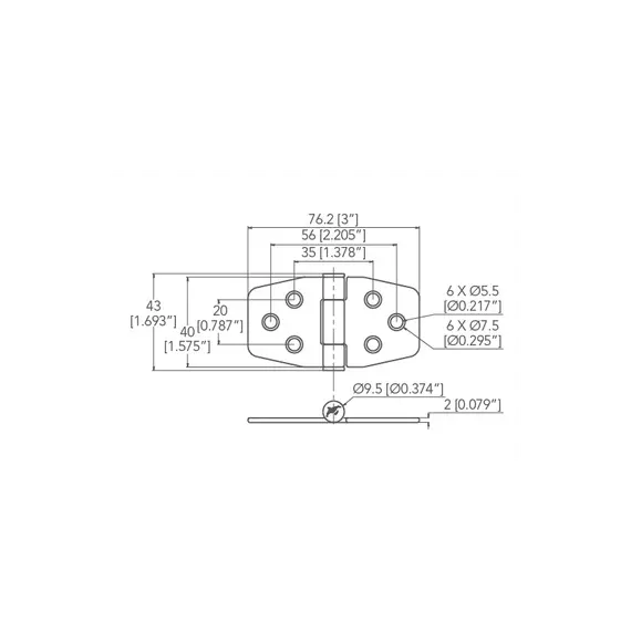 Friction Hinge - 40x76mm, 2 image Friction Hinge - 40x76mm, 2 image
