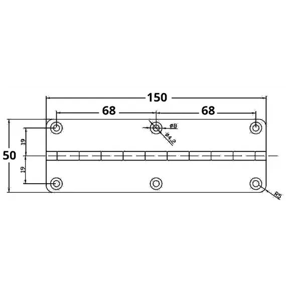 Charnière en acier inoxydable poli miroir - 150x50mm, 2 image Charnière en acier inoxydable poli miroir - 150x50mm, 2 image