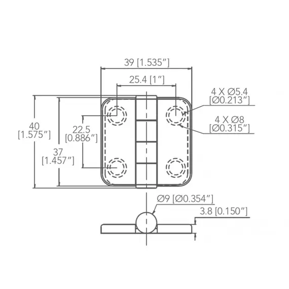 S.S. Hinge with cover - 36x37mm, 3 image S.S. Hinge with cover - 36x37mm, 3 image
