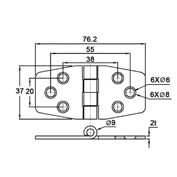 S.S. Hinge with cover - 76x37mm, 3 image S.S. Hinge with cover - 76x37mm, 3 image