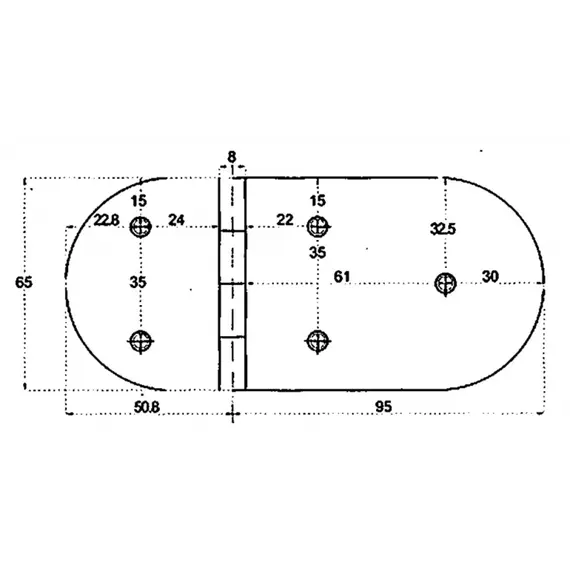 Charnière en acier inoxydable poli miroir - 145x65mm, 2 image Charnière en acier inoxydable poli miroir - 145x65mm, 2 image
