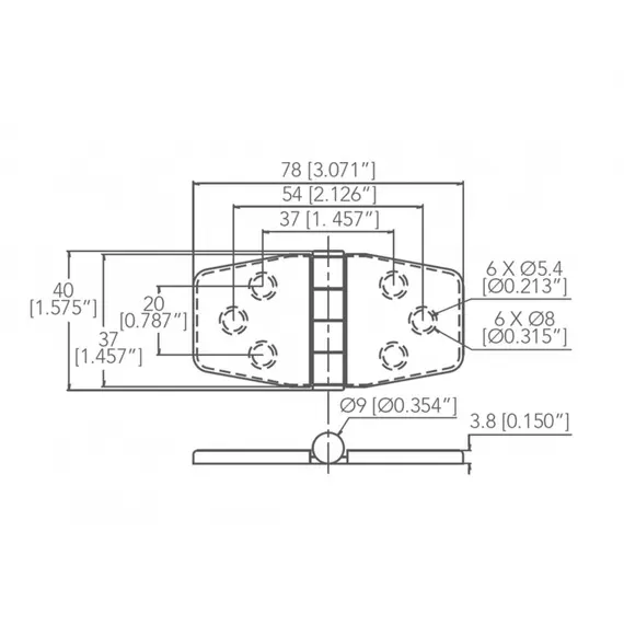 S.S. Hinge with cover - 76x37mm, 4 image S.S. Hinge with cover - 76x37mm, 4 image