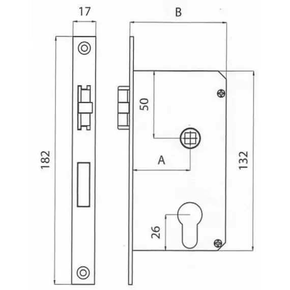 Mortise door lock - 132x70mm, 2 image
