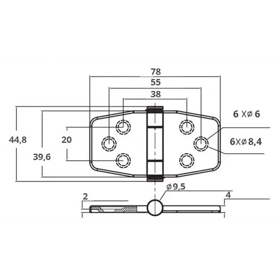 S.S. Hinge with integrated cover - 39.6x78mm, 4 image S.S. Hinge with integrated cover - 39.6x78mm, 4 image