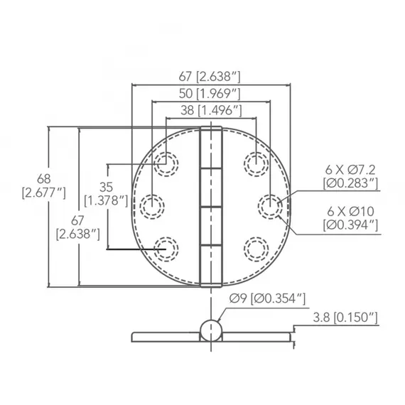 Charnière S.S. avec couvercle diamètre 65mm, 2 image Charnière S.S. avec couvercle diamètre 65mm, 2 image