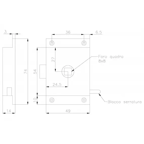 Verrou pour WC - 75x50mm, 2 image
