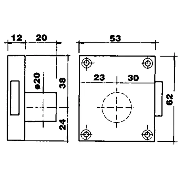 Rim door locks - 60x53mm, 2 image Rim door locks - 60x53mm, 2 image