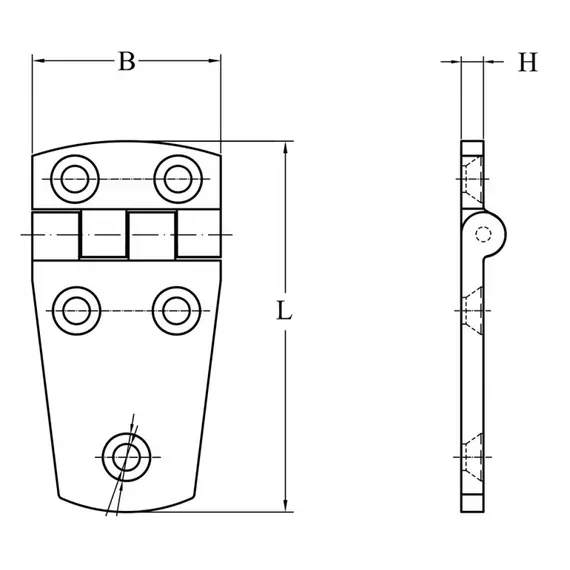 Charnière hexagonale en acier inoxydable poli miroir - 76x38mm, Dimensions, mm: 76x38, 2 image