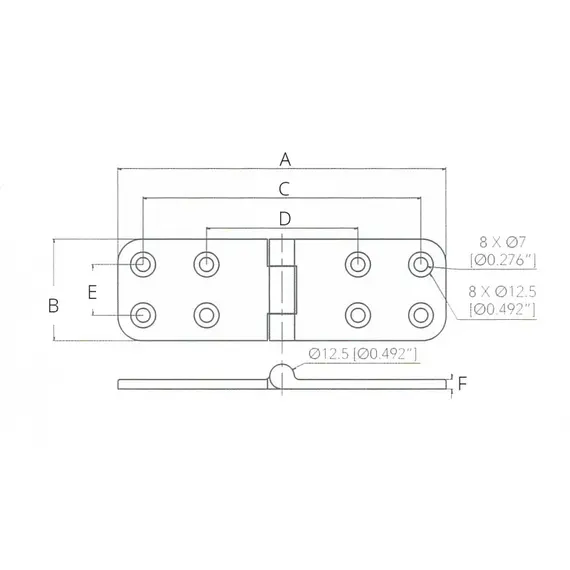 Charnière de trappe en acier inoxydable poli miroir - 165x51mm, 2 image