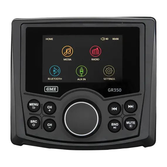 GR350BTB Bluetooth AM/FM Marine Stereo - Noir, Couleur: Black