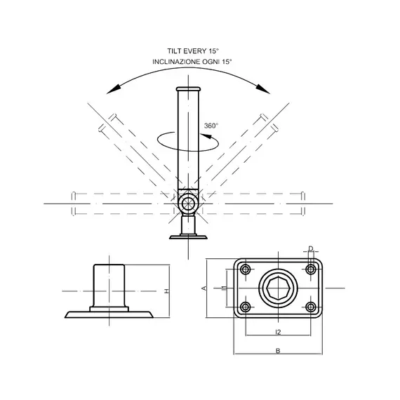 Adjustable rod holder diameter 40mm, 2 image Adjustable rod holder diameter 40mm, 2 image