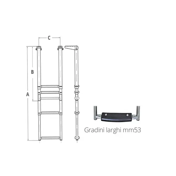Échelle télescopique avec 4 larges marches, Longueur, mm: 1145, 3 image