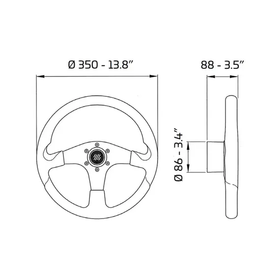 Steering Wheel CORSICA - 35cm - Black, 2 image