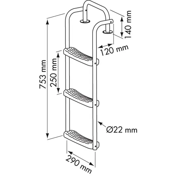 Échelle avec 1 marche fixe + 3 mobiles, 2 image Échelle avec 1 marche fixe + 3 mobiles, 2 image