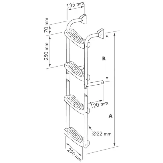 Ladder with 2 Fixed Steps + 2 Mobile, 2 image Ladder with 2 Fixed Steps + 2 Mobile, 2 image