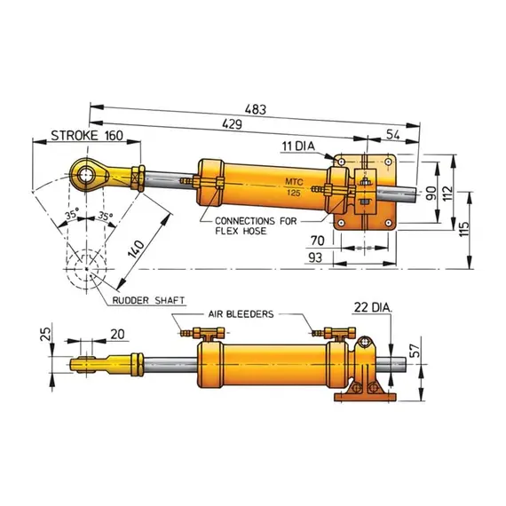 Vérin hydraulique MTC125, 2 image