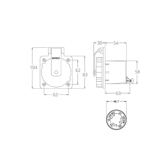 Fiche mâle en acier inoxydable 2P+T 220V. 16A IP56, 2 image Fiche mâle en acier inoxydable 2P+T 220V. 16A IP56, 2 image