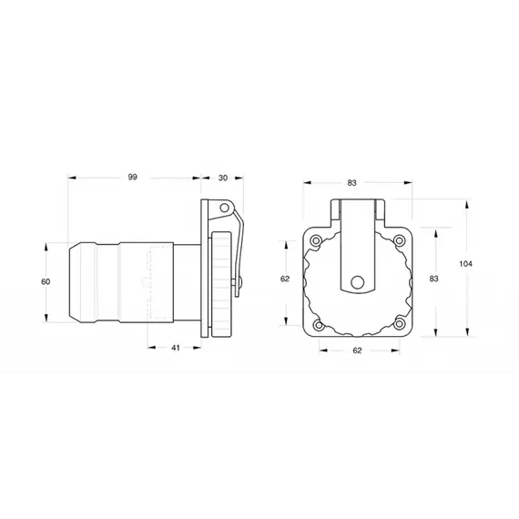 Inox plug 2P+T 220V. 32A IP56, 2 image Inox plug 2P+T 220V. 32A IP56, 2 image