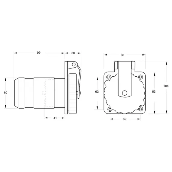 Fiche 3P+T 125/250V. 50A IP56, 2 image Fiche 3P+T 125/250V. 50A IP56, 2 image