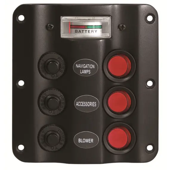 Circuit panel with 3 switches with voltmeter