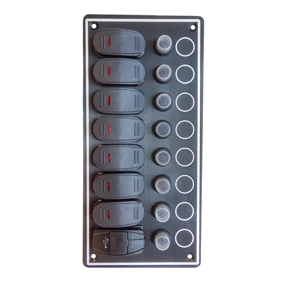 Circuit panel with 7 switches and 2 USB