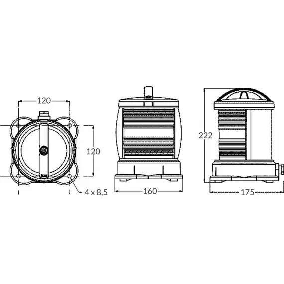 DHR Red port navigation light series 55 - Black case, 2 image DHR Red port navigation light series 55 - Black case, 2 image