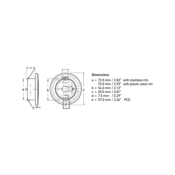 Hella EuroLED 75 Spot encastré à LED en acier inoxydable - 24V - Clip à ressort - Blanc chaud, 3 image Hella EuroLED 75 Spot encastré à LED en acier inoxydable - 24V - Clip à ressort - Blanc chaud, 3 image