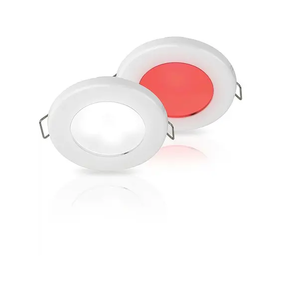 Hella EuroLED 75 Spot Encastré à Double LED Blanc - 12V - Clip à Ressort - Rouge-Froid-Blanc