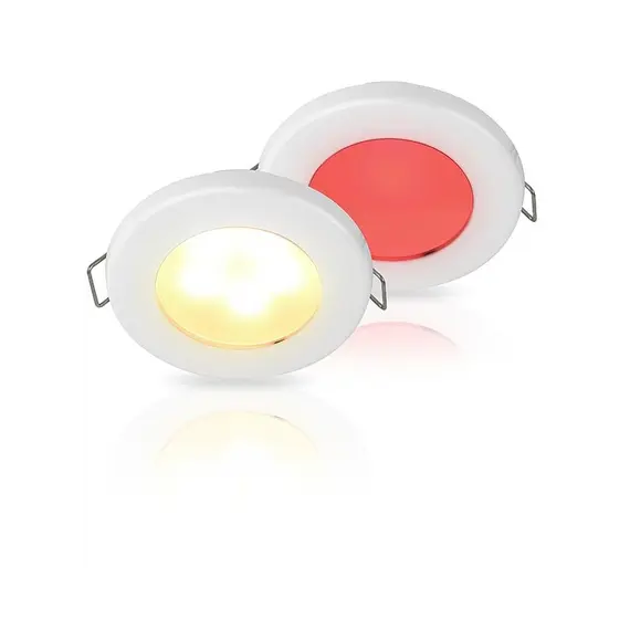 Hella EuroLED 75 Spot Encastrable à Double LED Blanc - 12V - Clip à Ressort - Rouge-Chaud-Blanc