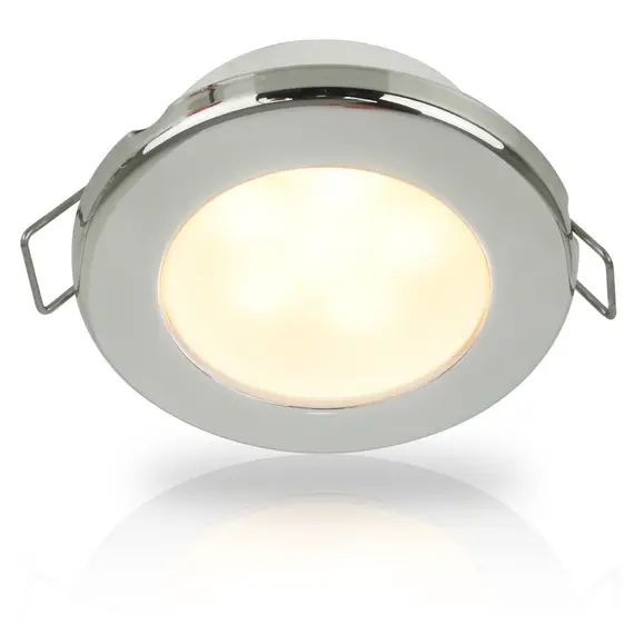 Hella EuroLED 75 Spot Encastré à LED RVS - 12V - Clip à Ressort - Blanc Chaud