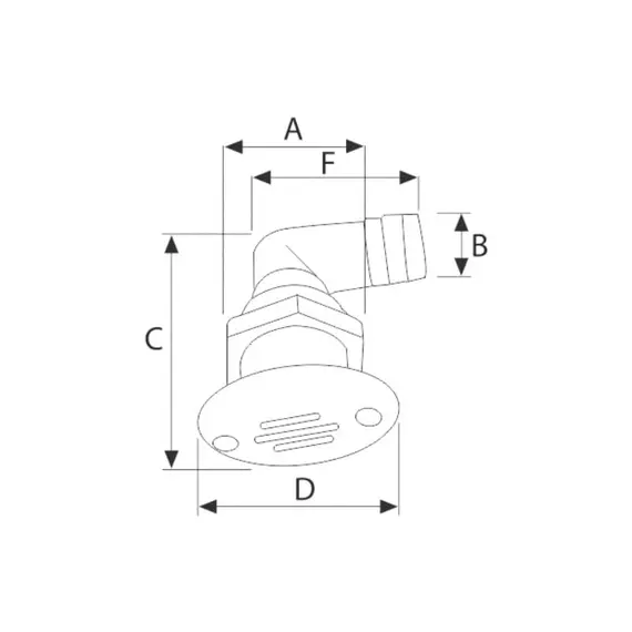 90 degrees Tank's Oval Vent - 16mm, 2 image 90 degrees Tank's Oval Vent - 16mm, 2 image
