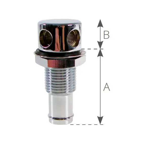 Évent droit de réservoir en laiton chromé - 16mm, 2 image Évent droit de réservoir en laiton chromé - 16mm, 2 image