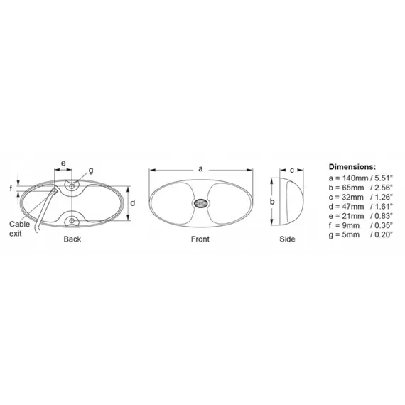 White LED DuraLED 12 Lamp with switch 9-33V, 2 image