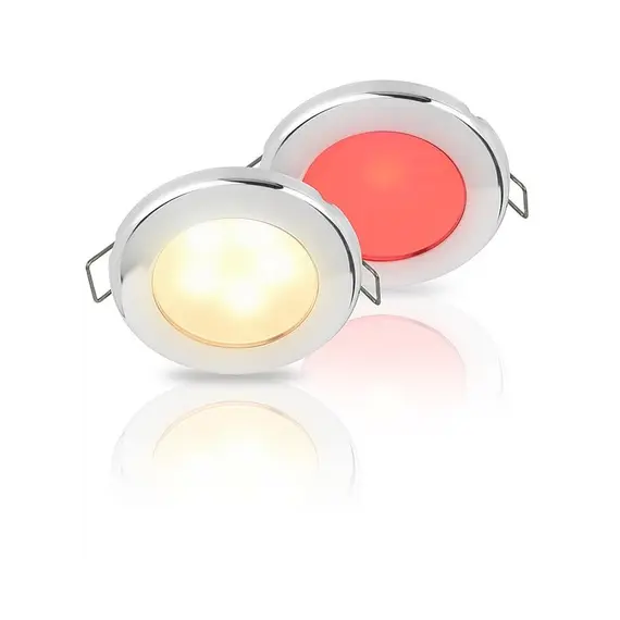 Hella EuroLED 75 Double Spot Encastré à LED RVS - 12V - Clip à Ressort - Rouge-Chaud-Blanc