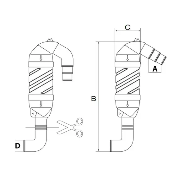 Exhaust Siphon 90 degrees, 2 image Exhaust Siphon 90 degrees, 2 image