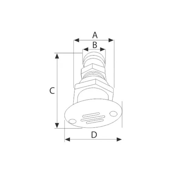 Évent de réservoir ovale droit - 16mm, 2 image Évent de réservoir ovale droit - 16mm, 2 image