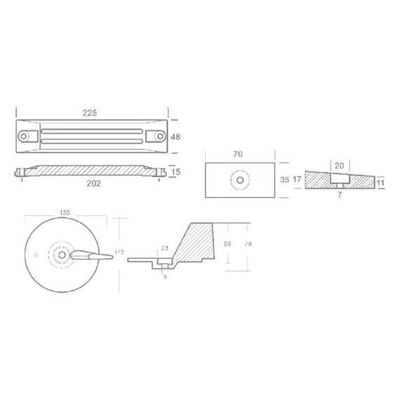 Kit d'anodes en aluminium pour Honda BF 75-225, 2 image Kit d'anodes en aluminium pour Honda BF 75-225, 2 image