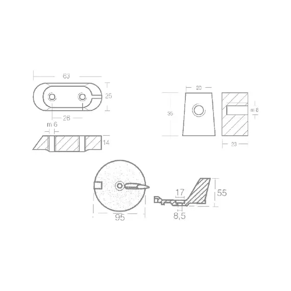 Kit d'anodes en aluminium pour Yamaha 40-60HP, 2 image Kit d'anodes en aluminium pour Yamaha 40-60HP, 2 image