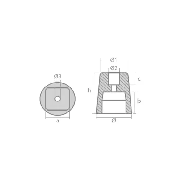 Écrou d'arbre d'anode avec broche carrée, 2 image Écrou d'arbre d'anode avec broche carrée, 2 image