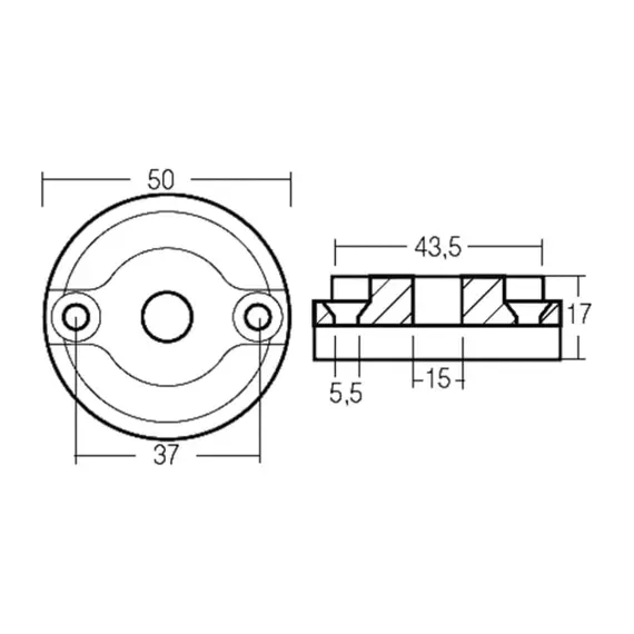 Vetus 35-45-55 KGF Thruster Anode, 2 image Vetus 35-45-55 KGF Thruster Anode, 2 image