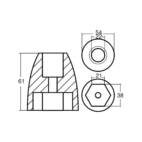 Écrou d'hélice en zinc pour moteurs BRAVO I-II-III EX-XR, 2 image Écrou d'hélice en zinc pour moteurs BRAVO I-II-III EX-XR, 2 image