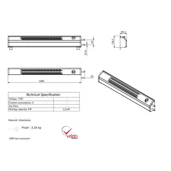 Convector without fan 1m, 4 image Convector without fan 1m, 4 image