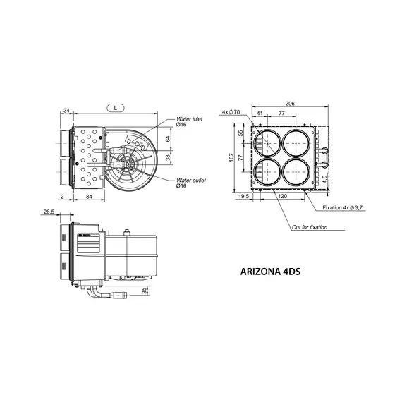 ARIZONA 4DS - Échangeur de chaleur liquide avec ventilateur 24V, 4 image