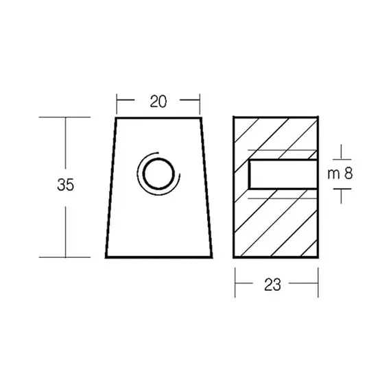 Anode en forme de cube trapézoïdal en zinc pour moteur Yamaha 25-60HP, 2 image Anode en forme de cube trapézoïdal en zinc pour moteur Yamaha 25-60HP, 2 image