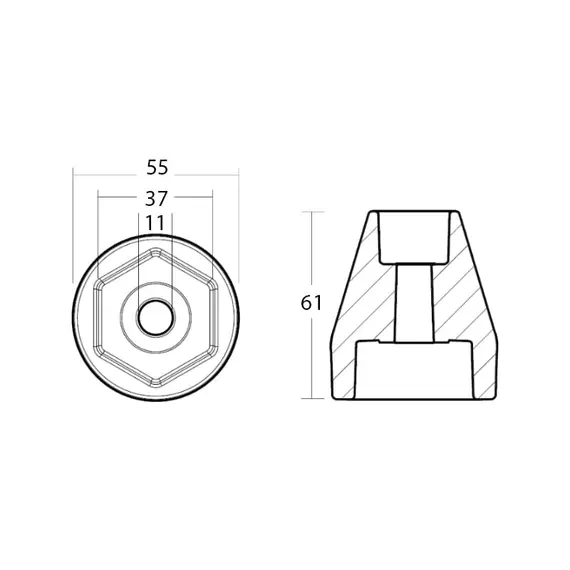 Zinc Propeller Nut Anode for ZT350-ZT370 Engine, 2 image Zinc Propeller Nut Anode for ZT350-ZT370 Engine, 2 image