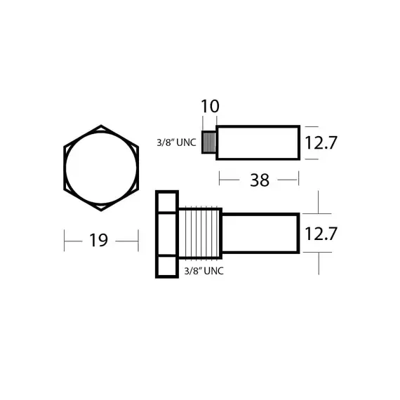 Zinc Small Bar Anode with Cap for 6CX-ETE Motor, 2 image Zinc Small Bar Anode with Cap for 6CX-ETE Motor, 2 image
