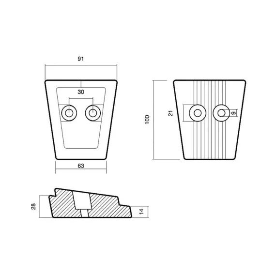 Zinc Transom Plate Anode for Legs DPS-A - DPS-B - FWD, 2 image Zinc Transom Plate Anode for Legs DPS-A - DPS-B - FWD, 2 image